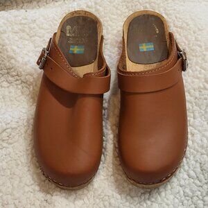 MIA Brown Leather Clogs